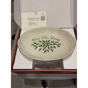 Lenox Holiday Bless This Home Oval Serving Tray Plate Platter Dish NEW IN BOX